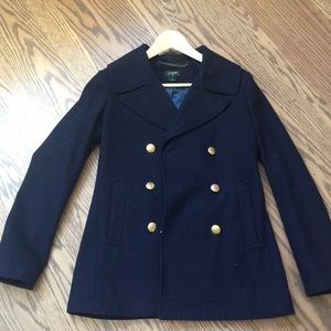 jcrew 60% wool pea coat navy color